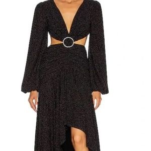 PATBO CUTOUT BLACK METALLIC GOWN